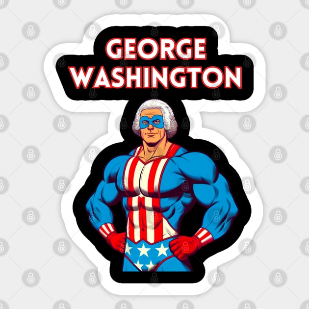 Founding Bro: George Washington 80s Wrestler Sticker by Woodpile